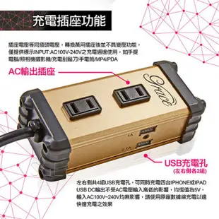 Castle 蓋世特 A2-U4 鋁盒黑 雙USB延長線 (1M) + 萬用插頭轉換器旅行組 2插座3.1 金色停產
