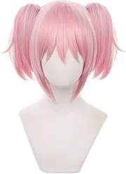 HIROAKIYA Madoka Kaname Cosplay Wig, Madoka Kaname Wig Clip Ponytails with Wig Cap for Puella Magi Madoka Magica Cosplay, Length approx.30cm