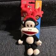 Paul Frank Small Julius Monkey Squeak Crinkle Plush 6 1/2" Dog Toy Christmas