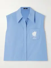 [Versace] Versace - Embroidered Cotton-poplin Shirt - Blue - IT40 IT 40 Blue