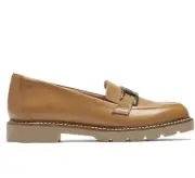 Rockport Kacey Chain Ladies Brown Loafers - Size 7UK EU41 CM26.5 /REF2-18