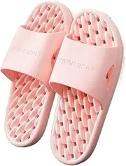 [AWGHZYOEE] Shower Sliders Men's Sandals Summer Home Household Hotel Bathroom Bathing Water Leakage Hollow Massage Slippers Female Beach Slippers(Pink,42-43)