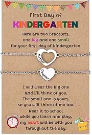 [TONY & SANDY] Back to School Mommy and Me Bracelet Mother Daughter Son Bracelets Matching Heart Wish Bracelet Set for 2 First Day of School Gifts for Girls Boys