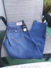 True Religion Jeans Men's Geno Big TFlap Slim Blue Size: 40 X32 NWT Retail : 199