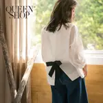 QUEENSHOP【01096018】後蝴蝶結開衩長袖上衣＊現+預＊