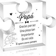 Yopyame Spanish Dad Birthday Gifts - Regalos para Papá Puzzle Acrylic Plaque for Office Desk Decor Keepsake Paperweights Gifts for Dad in Spanish Christmas Father's Day Gifts for Dad from Daughter Son