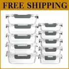 Premium Borosilicate Glass Meal Prep Containers - Leak-Resistant & Stackable