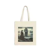 Romantic Lady in Waiting Tote Bag, Vintage Style Tote, Feminine Canvas Bag,