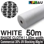 30% WHITE 1.83 x 50m Shade Cloth Shadecloth 1.83m wide Greenhouse Fencing Mesh