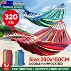 Outdoor Double Hammock Bed Swinging Camping Hanging Tree Strap Hook With Bag AU