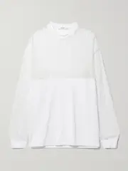 [INTERIOR] INTERIOR - The Bobbi Cotton-jersey And Lace Top - White - small small White