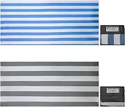 TMEOG Microfibre Beach Towels 2 Pack 180x80cm Extra Large Sand Free Beach Towel for Adults Compact Thin Travel Towel Women Men Lightweight Swim Pool Yoga Towel with Bag(Blue and Grey Stripe)