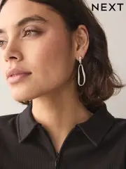 Silver Tone Molten Drop Earrings (AV1843) | $15