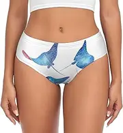[SAAKE] Sea Animals Stingrays Print Women's Briefs XS S M L XL XXL 3XL 4XL Plus Size Briefs Bikini Ladies Underpants