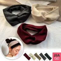 在飛比找momo購物網優惠-【JIAGO】韓國寬版交叉打結頭巾