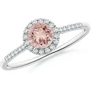 Round Morganite Halo Ring with Diamond Accents