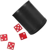 ifundom PU Leather Dice Box Dice Cup Set Silent Dice Game Box Home Party Toy KTV Bar Dice Storage Cup 4 Red Dice