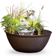 Aquascape 78325 AquaGarden Pond and Waterfall Kit Container Water Garden, Measures 23. 5-inch in Diameter and 9 7/8-inch Tall, Brown
