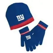 New Licensed NY New York Giants YOUTH Beanie Glove Set EMBROIDERED LAST ONES