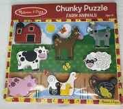 Melissa & Doug Chunky Toy Puzzle Farm Animals Wood Hand Crafted Brand New