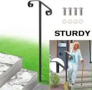 Single Post Handrail Iron Post Mount Step Grab Support Post Outdoor Handrail Bla
