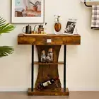 T-Shaped Wooden Console Table, Industrial Narrow Hallway Table, Sofa Side Table