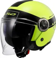 LS2 OF620 Classy Classic, open face helmet , color: Black/Neon-Yellow , size: S