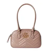 GUCCI GG Marmont Small $2290 Dusty Rose Leather Top Handle Bag New & Authentic