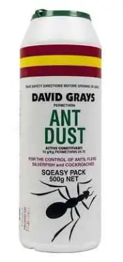Permethrin Insecticide Ant Dust 500g David Grays Fine Powder Fleas Cockroaches