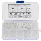 650 Pcs White Nylon Flat Washer Assortment Kit Round Flat Nylon Washers for Hous