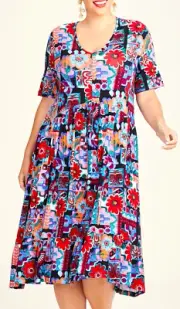 TS TAKING SHAPE plus size S / 16 Natural Portofino Dress colourful stretchy NWT!