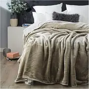 Renee Taylor 220x240cm Soft Warm Mink Blanket/Throw Heavy Weight Acrylic Taupe