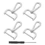 4Pcs Swivel Clasps, 1.25" D Ring Detachable Snap Hook with Screwdriver, Silver