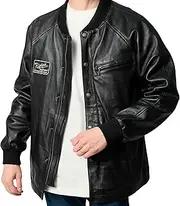RIDEZ(ライズ) RIDEZ Men's Car Club Jacket, Long Stajat, Pharaoh Coat, Black, Genuine Leather, Riders, Bike, Sheepskin, Adult, Black