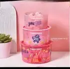 Tupperware Set of 3 Pink Canisters International Womans Day design BRAND NEW