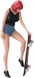 Hellery 1/64 Miniature Figure Skateboard Girl for Projects Diorama Micro Landscape