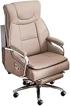 Classic Luxury Leather Office Chair with Massage and Reclining for Executive Home Office Comfortable Long Sitting Desk Task Chair