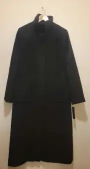 Donna Karan Women's Suri Alpaca Wool Blended Coat Black sz small