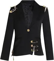 [Generic] Women's Long Sleeved Deep V-Neck Patchwork Single Button Solid Color Slim Fit Niche Design Suit Jacket