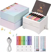Playable Piano Calendar, Piano Calendar 2025 Desk Calendar, USB Rechargable Mini Piano Calendar With 52 Music Scores in 27 Cards, Home Decor