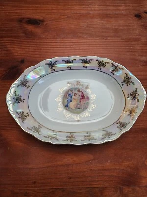 Classic Vintage Bohemia Handmade Dinner Serving Plate Salad Czech Republic Rare
