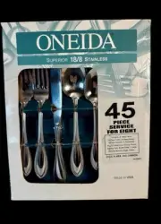 Oneida Stainless ARBOR 18/8 USA 45 Piece Service for 8 NEW IN BOX! 2905045G New!