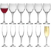 12pc LAV Venue Stemware Set Red White Rose Long Stem Cocktail Party Goblet Set