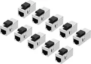 uxcell 10 Pack RJ45 Cat 6A Ethernet Coupler, Cat6A Shielded Coupler Jacks Female to Female Ethernet Adapter, Silver