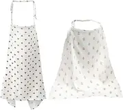 2Pcs Nursing Covers for Breastfeeding Soft Cotton Breastfeeding Cover with Arch Neckline Breathable Privacy Nursing Apron Adjustable for Mom Home Outdoor Travel (2-Pack)