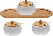 iplusmile 1Set Ceramic Condiment Pots Spice Jars for Seasonings Kitchen Storage Containers Capacity with Easy Pour Opening for Salt Pepper