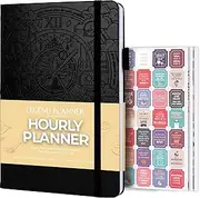 Legend Planner Hourly Schedule Edition – Deluxe Weekly & Daily Organizer with Time Slots. Time Management Appointment Book Journal for Work & Personal Life, Undated, A5 size Hardcover – Black Debossed
