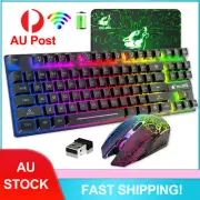 Wireless Gaming Keyboard and Mouse&Mat Combo Rainbow LED Backlit Rechargeable PC
