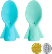 Cherub Baby Universal Reusable Non-Spill Baby Food Pouch Squeeze Spoon Topper Attachment 2 Pack with Travel Case - Aqua/Mint