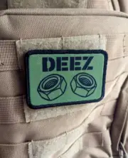 Deez nuts and bolts funny removable patch green 2"x3" hook & loop funny patch